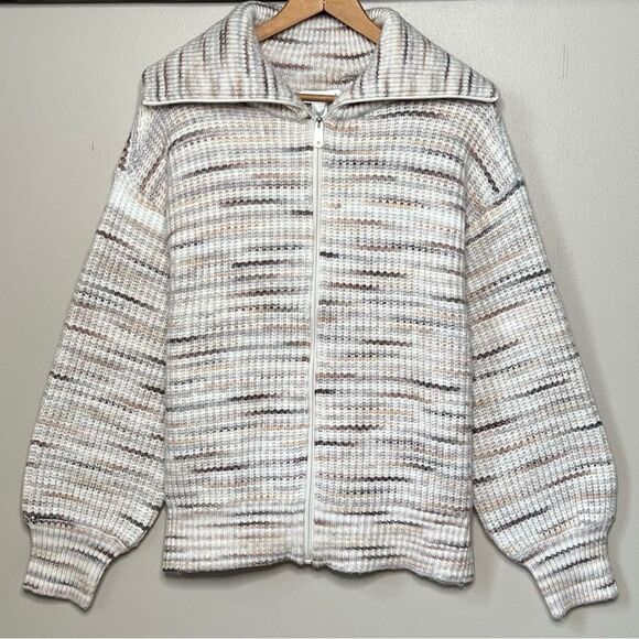 Christopher & Banks Space Dyed Shaker Stitch Zip Front Cardigan Sweater Size XL - Picture 1 of 15
